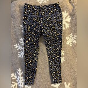 Sweaty Betty London Power Leggings 7/8 Length Size Small (US 6) Blu/Blk Leopard